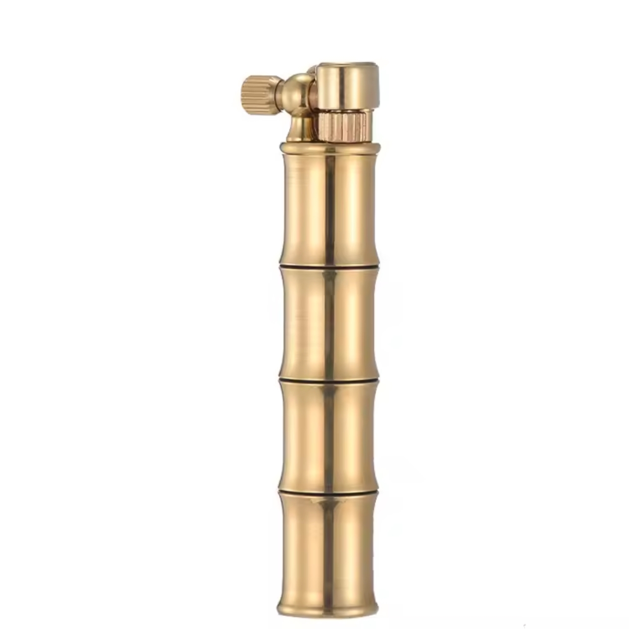 Smoke King Long Bamboo Stick Kerosene Lighter, Refillable Liquid Fuel Metal Lighter with Flint Wheel Ignition, Vintage Gold Pocket Lighter for Men, Collectible Gift