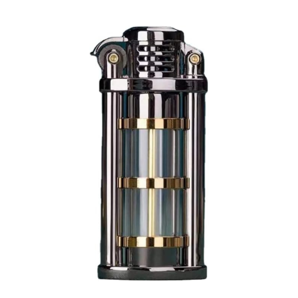 Smoke King Black Zenith Kerosene Lighter with Transparent Fuel Tank, Windproof Refillable Lighter, Retro Collectible Gift for Men.