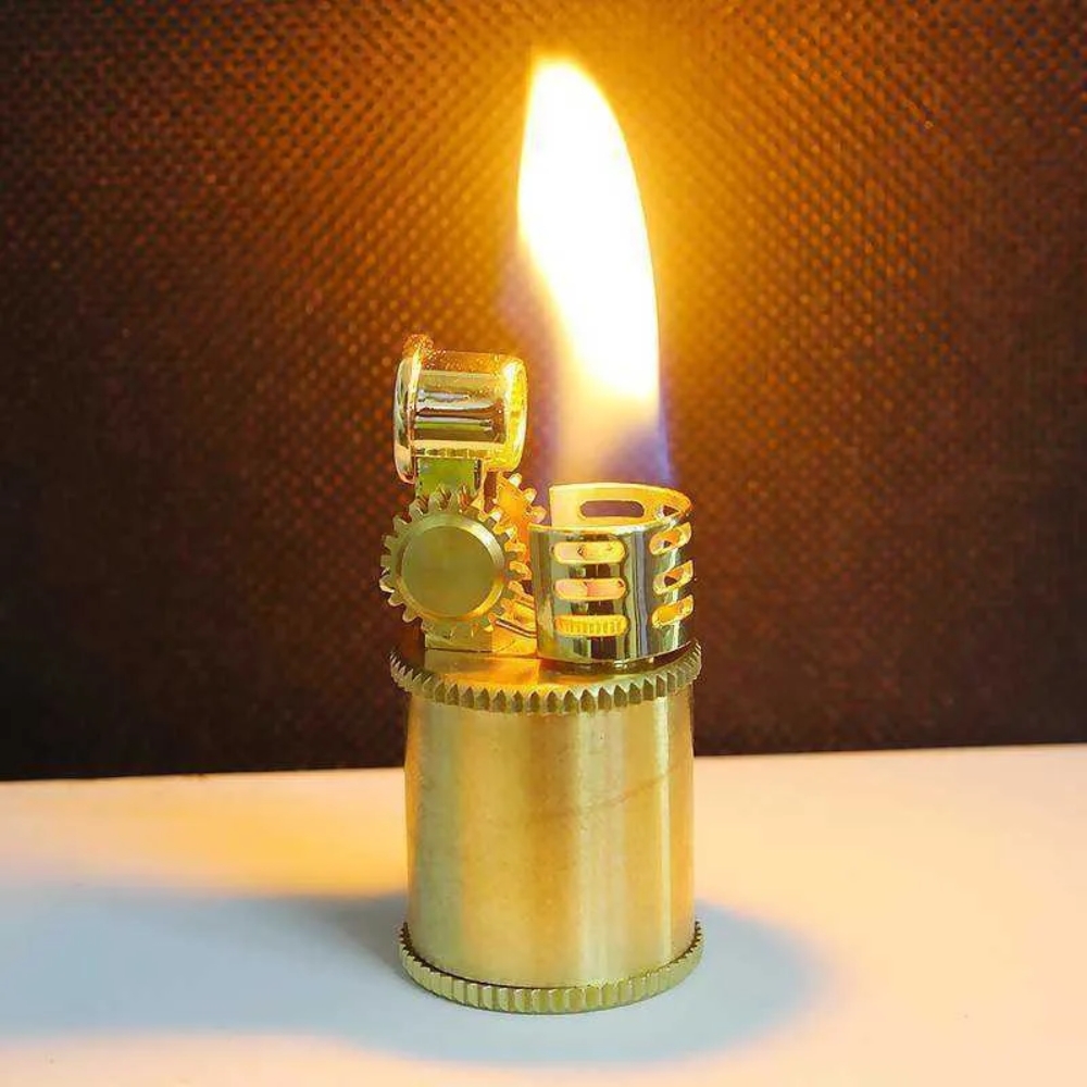 Smoke King Zorro 583 Mini Brass Gear Wheel Kerosene Pocket Lighter (Fuel Not Included)