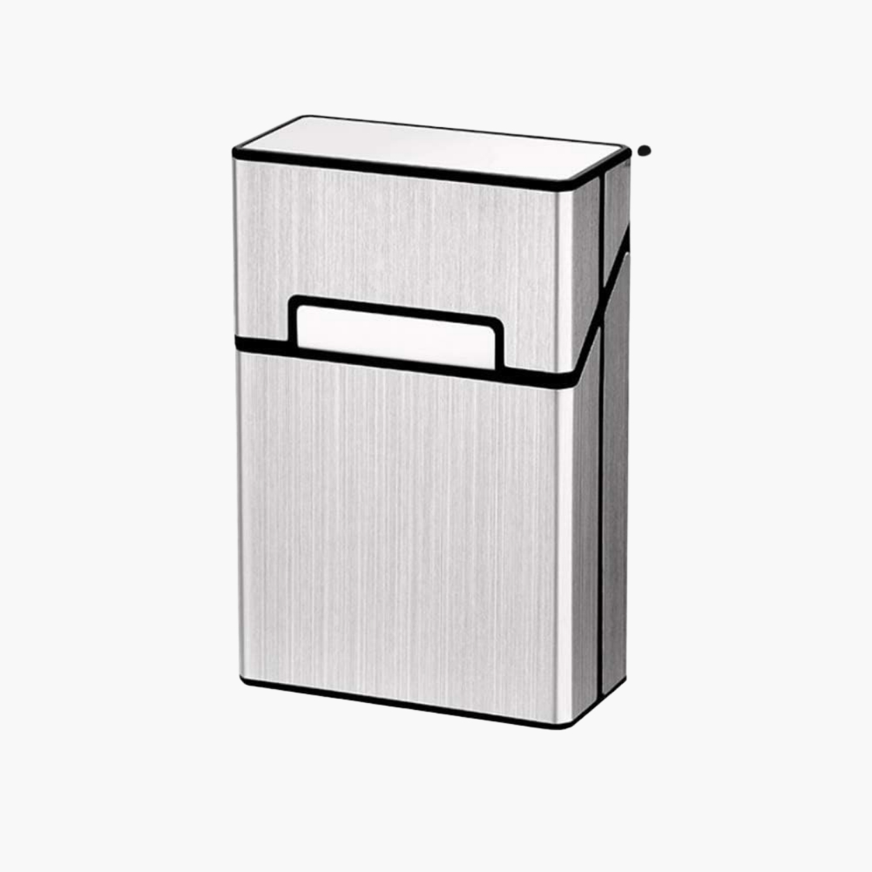 Smoke King 20 Cigarette Pack Holder, Silver Brushed Metal-Look Flip-Top Cigarette Case, Portable Cigarette Storage Box with Inner Holder