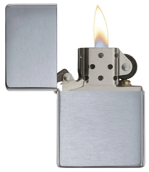 Smoke King Silver Metal Brushed Chrome Vintage Butane gas lighter